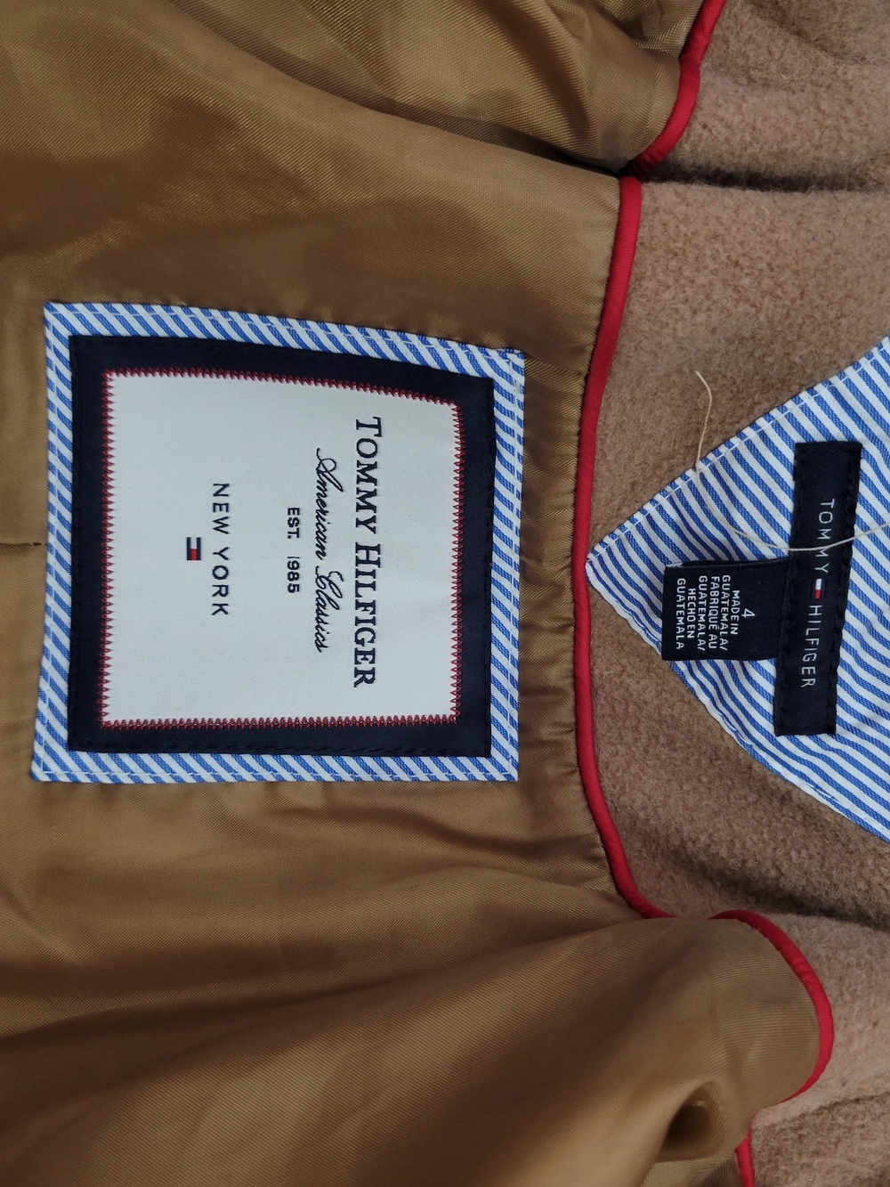Tommy Hilfiger American Classics Wool Blend Camel Tan Coat Jacket Size 4 - Picture 8 of 9
